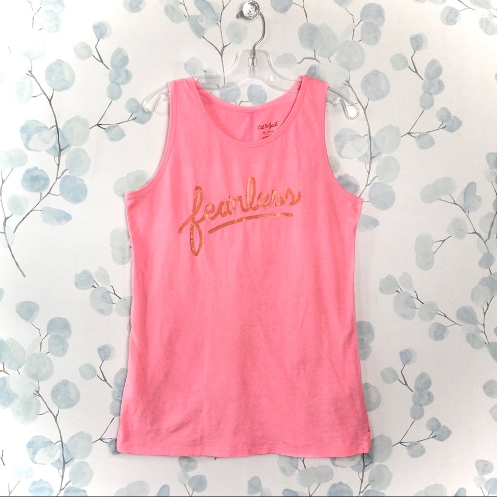 3 for $15 Cat & Jack Kids Pink Tank Top Sleeveless Summer Shirt Fearless Tee